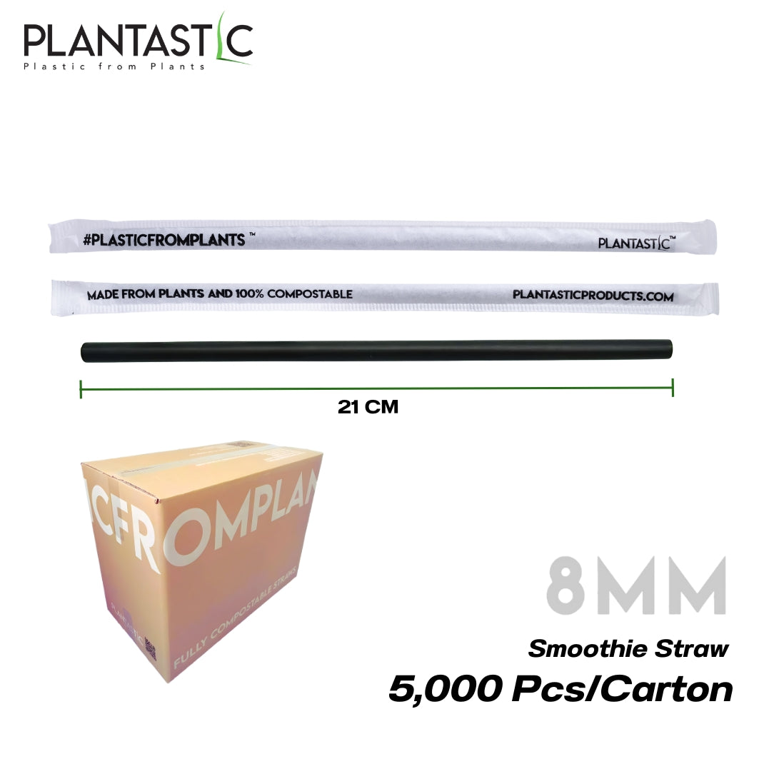 8x210mm Plain Straight Biodegradable and Compostable Straws in Paper Wrap with Print 5,000 Pcs/Carton (Copy)