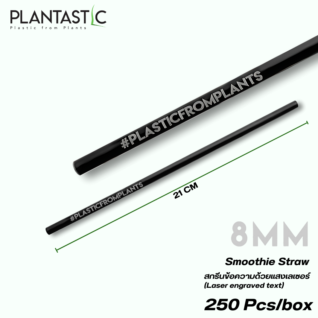 8x210mm Straight Biodegradable and Compostable Straws with Hashtag 250 Pcs/small box