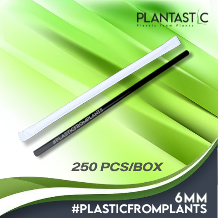 6x210mm Straight Biodegradable and Compostable Straws with Hashtag in Paper Wrap No Print 250 Pcs/small box
