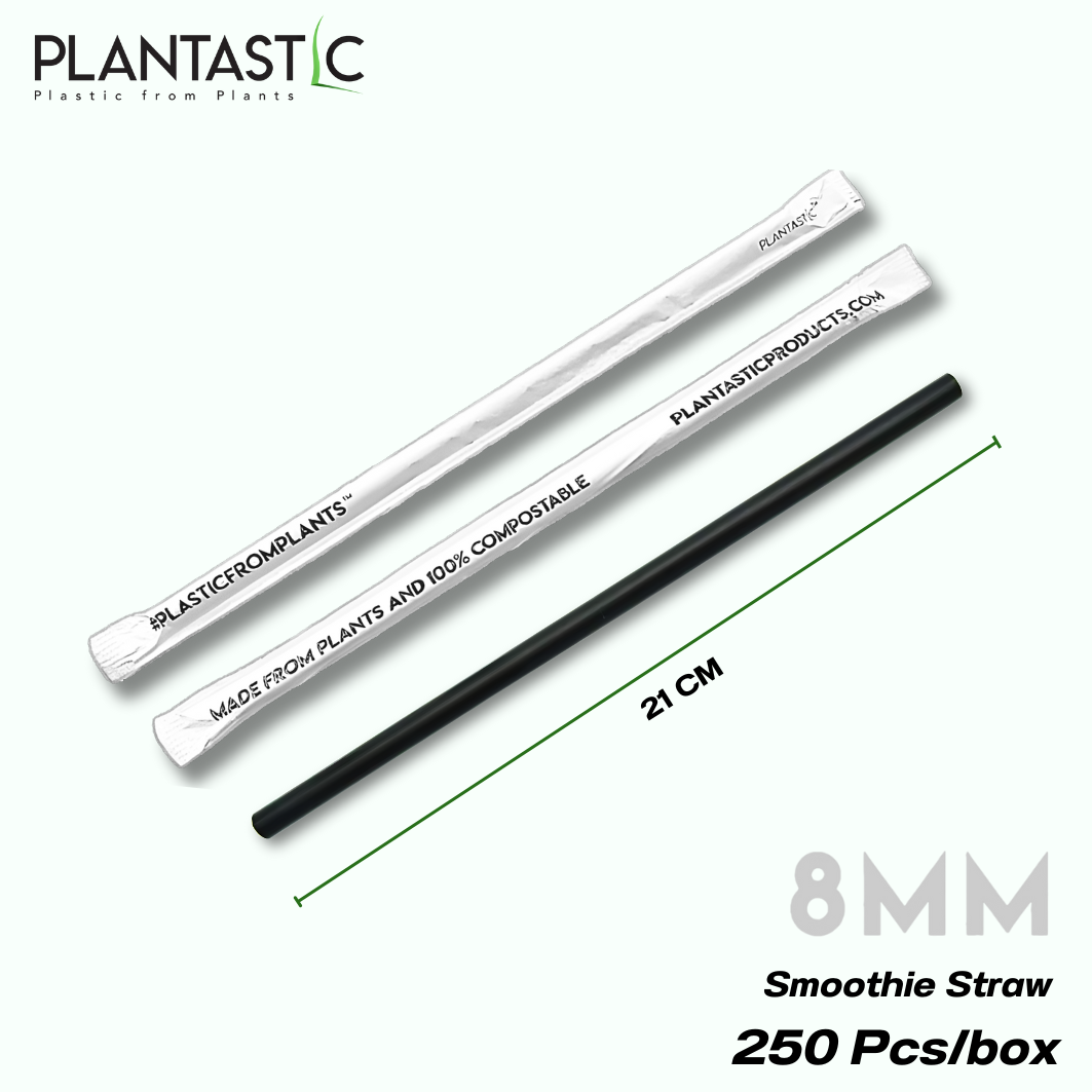 8x210mm Plain straight Biodegradable and Compostable Straws in Paper Wrap with Print 250 Pcs/small box (Copy)