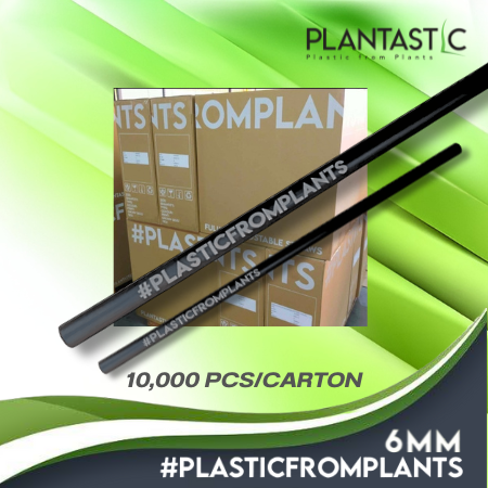 6x210mm Straight Biodegradable and Compostable straws with Hashtag 10000 Pcs/Big Carton