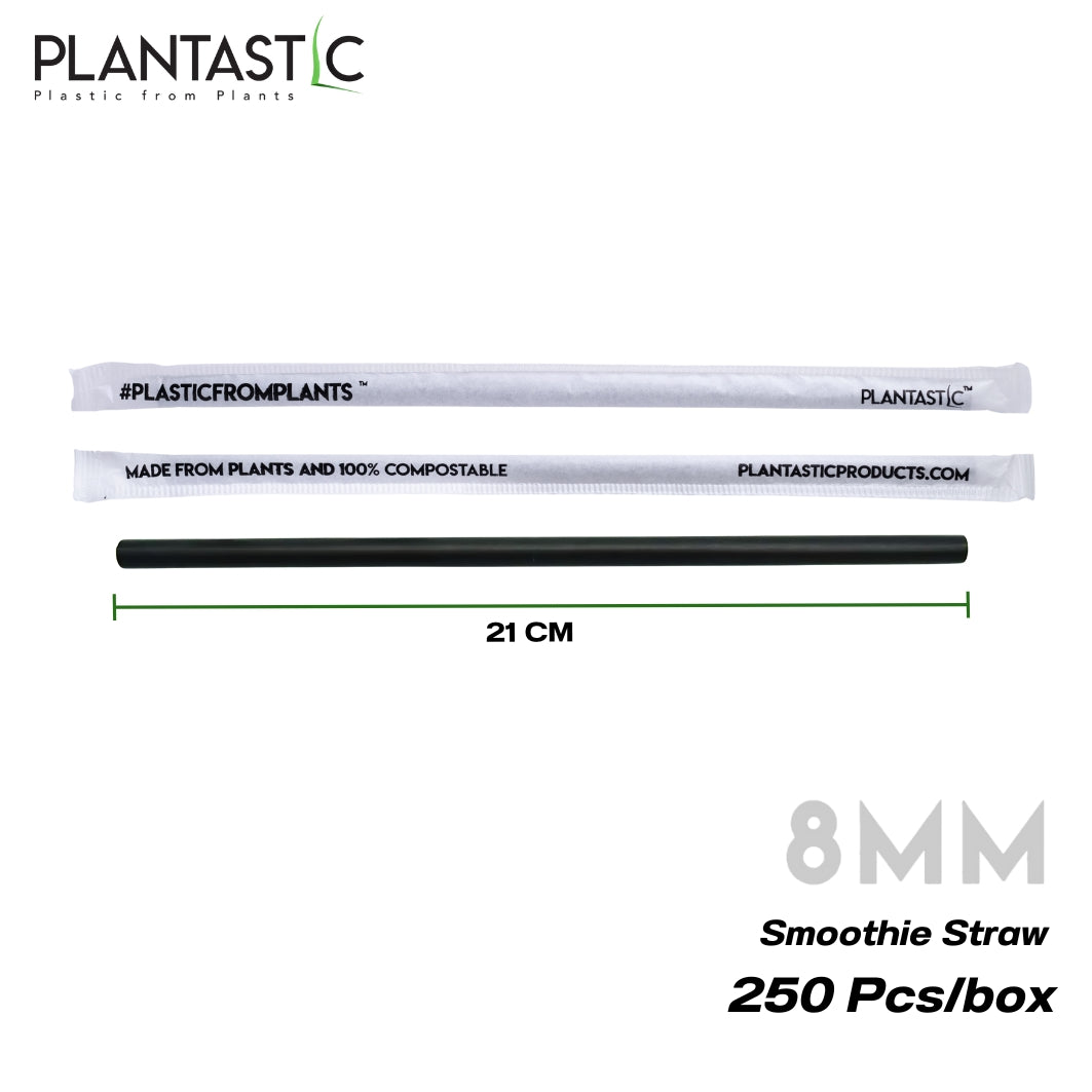 8x210mm Plain straight Biodegradable and Compostable Straws in Paper Wrap with Print 250 Pcs/small box (Copy)